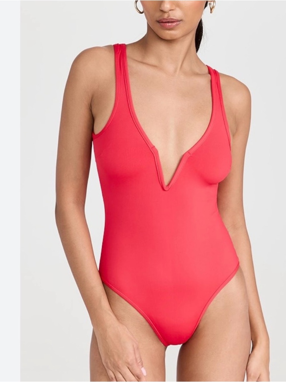NWT Sz XS l*space Coral-Red V-Notch One-Piece Swimsuit